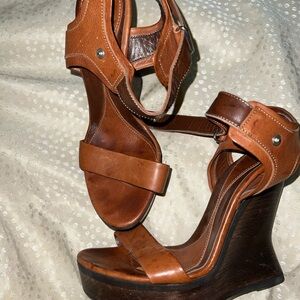 Alexander McQueen Brown Leather Wedges Never Worn Before